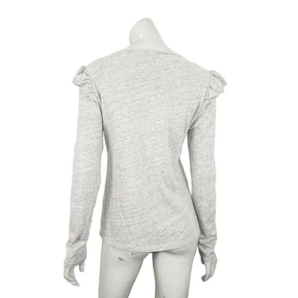 FRAME Denim Ruffle Shoulders Crew Blouse Heather Gray Size Medium - Picture 4 of 8